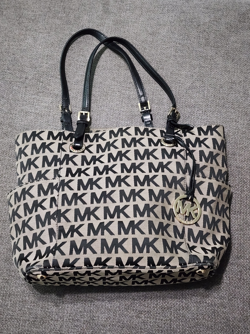 Michael Kors Black Logo Canvas Tote Bag